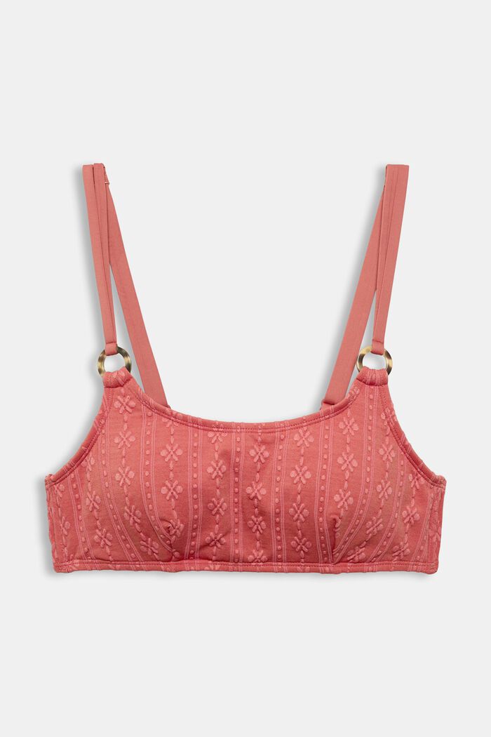 Padded crop top with a textured pattern, BLUSH, overview