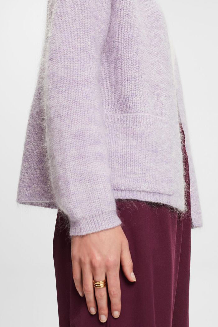 Open-Front Rib-Knit Cardigan, LAVENDER, detail image number 1