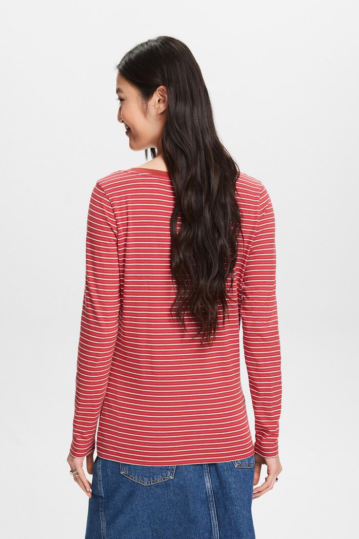 Long sleeve top with a striped pattern, TERRACOTTA, detail image number 2