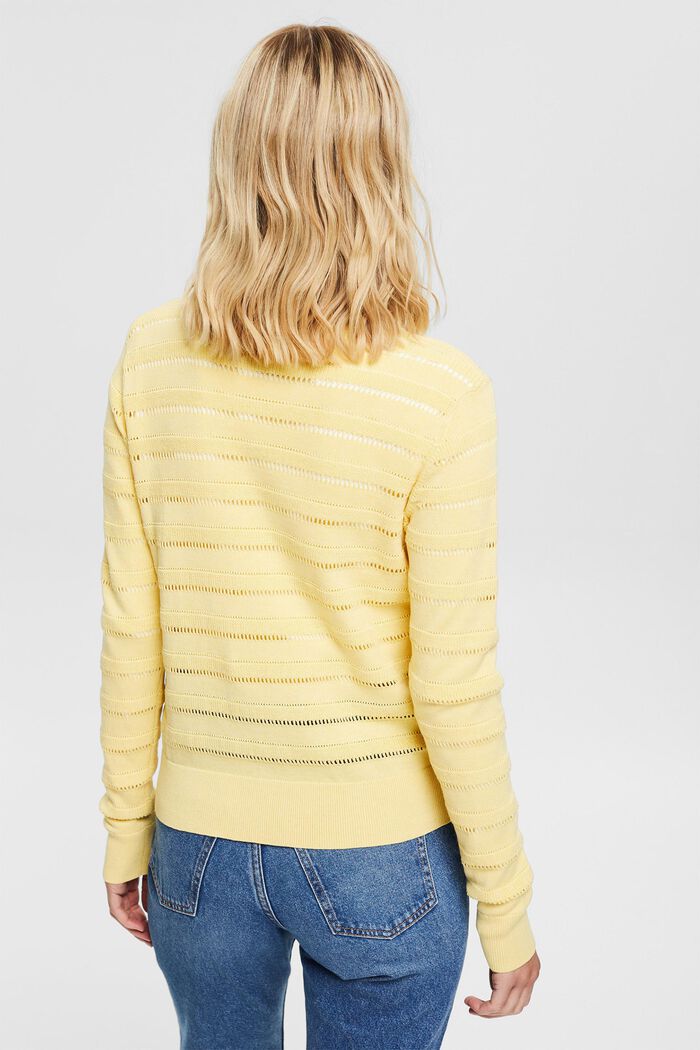 Jumper with patterned texture, organic cotton, PASTEL YELLOW, detail image number 3