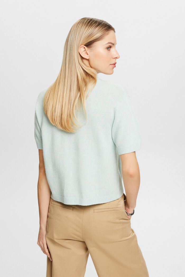 Short-Sleeve Sweater, LIGHT AQUA GREEN, detail image number 2