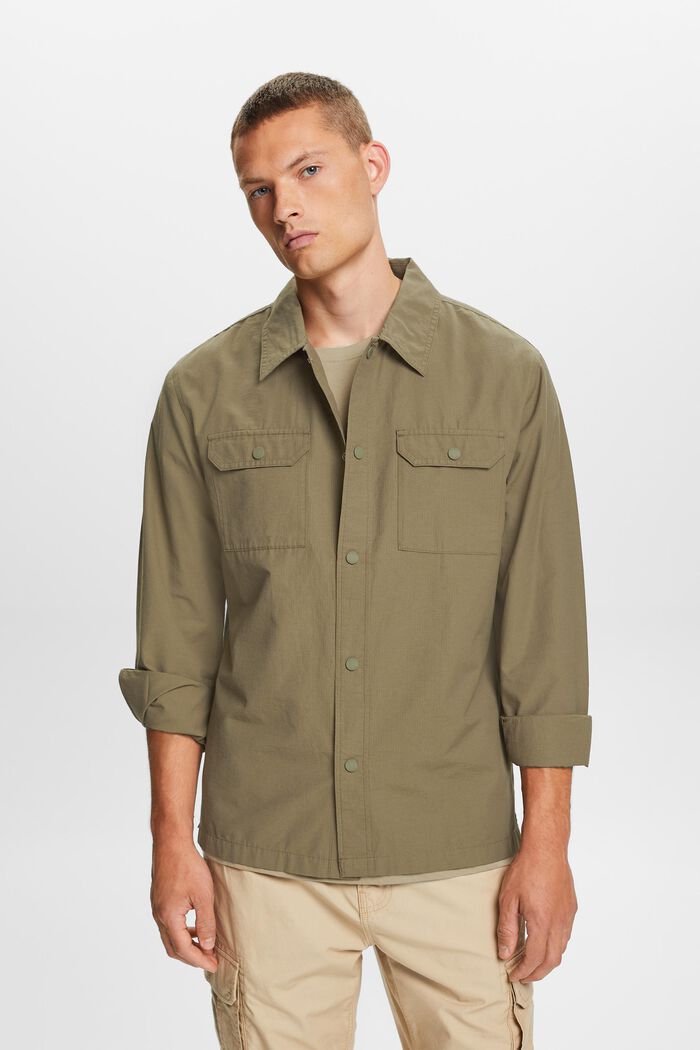 Utility shirt, cotton blend, KHAKI GREEN, detail image number 2