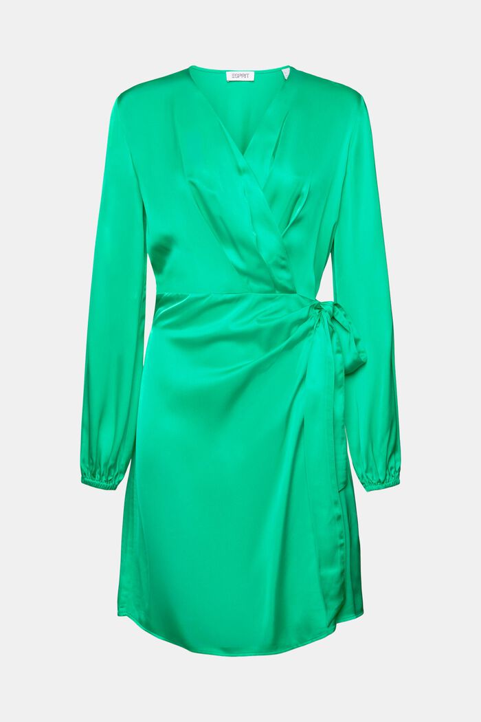 Wrap Satin Mini Dress, GREEN, detail image number 5