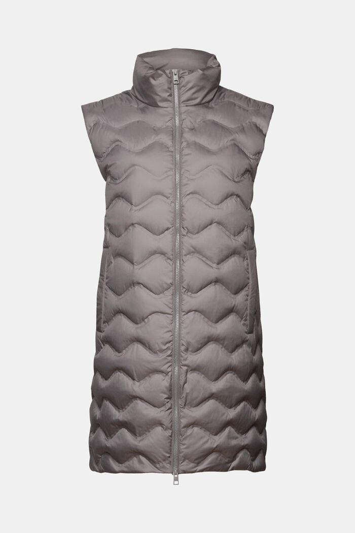 Longline Quilted Body Warmer, BROWN GREY, detail image number 6