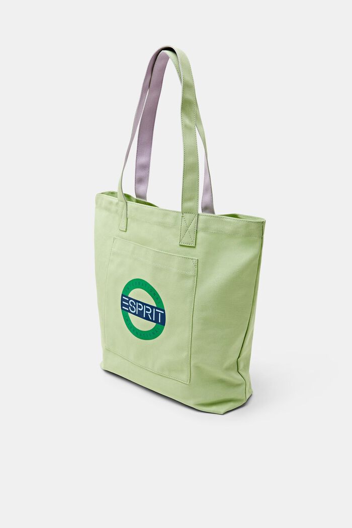 Logo Canvas Tote Bag, LIGHT GREEN, detail image number 2