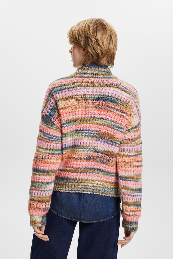Striped Wool-Blend Sweater, CORAL ORANGE, detail image number 4