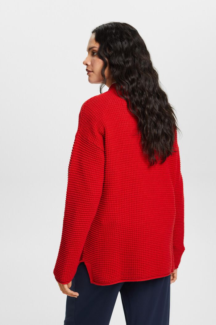 Textured Knit Sweater, DARK RED, detail image number 3