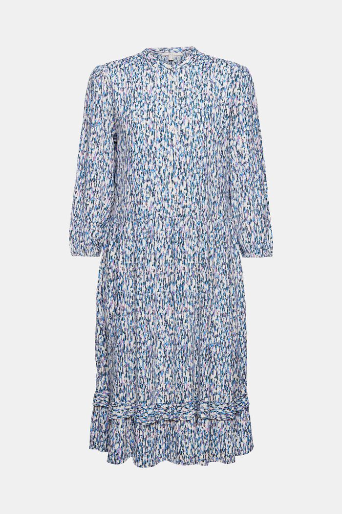 Patterned midi dress with a button placket, BLUE LAVENDER, overview
