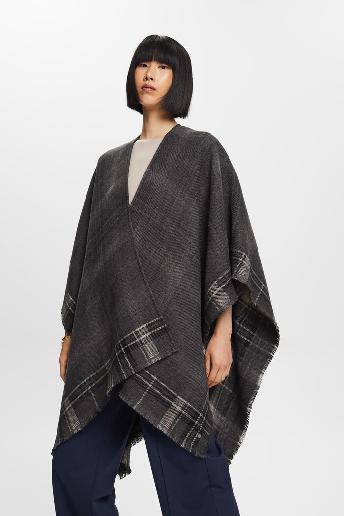 Open-Front Reversible Poncho, DARK GREY, detail image number 4