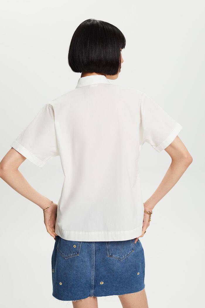 Short Sleeve Cotton Poplin Shirt, OFF WHITE, detail image number 5
