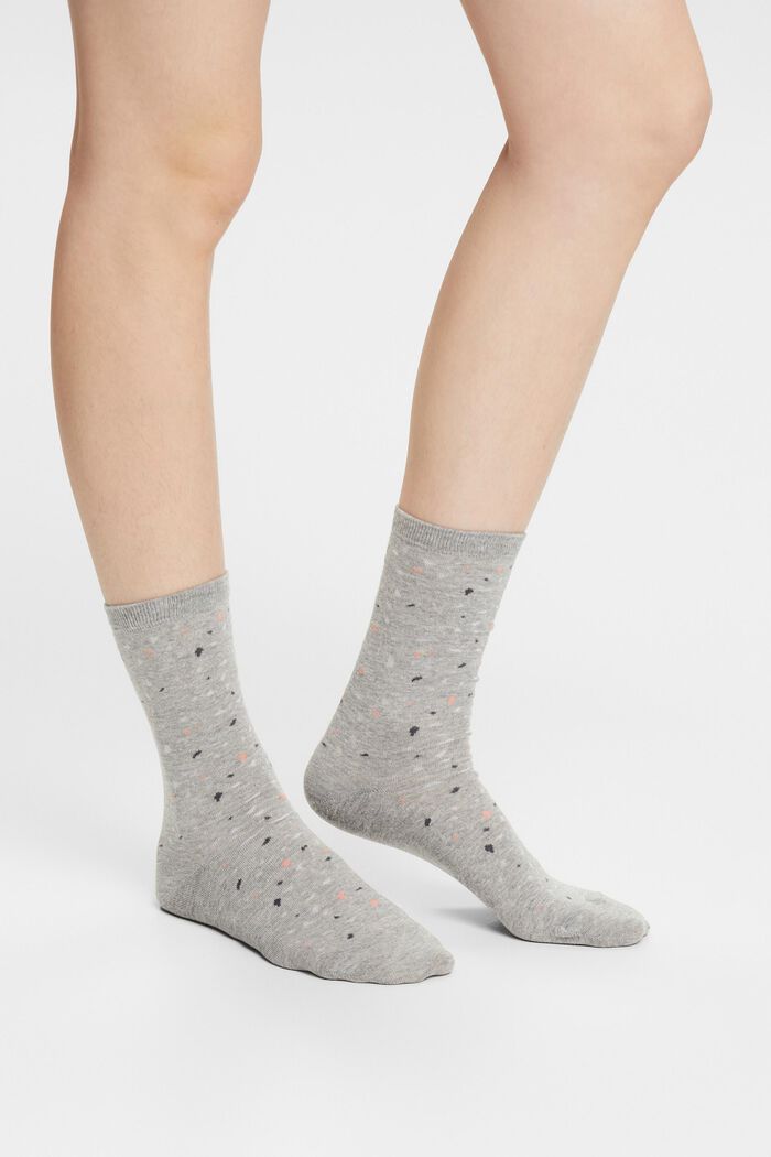 Printed Knit Socks, LIGHT GREY, detail image number 1