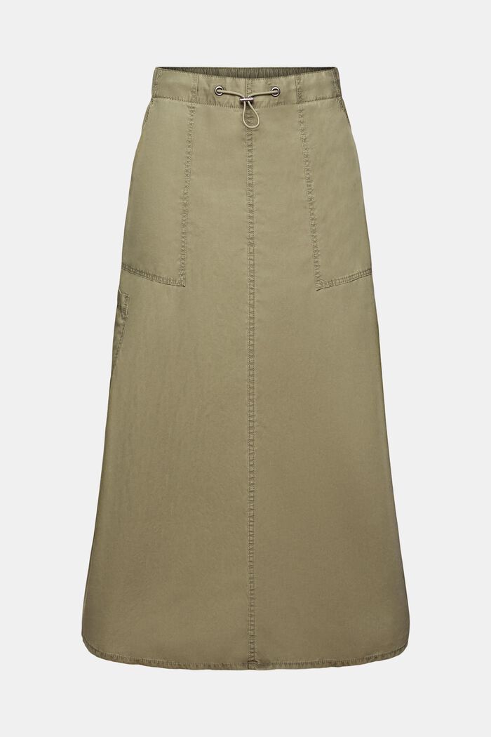 Pull-on cargo skirt, 100% cotton, KHAKI GREEN, detail image number 7