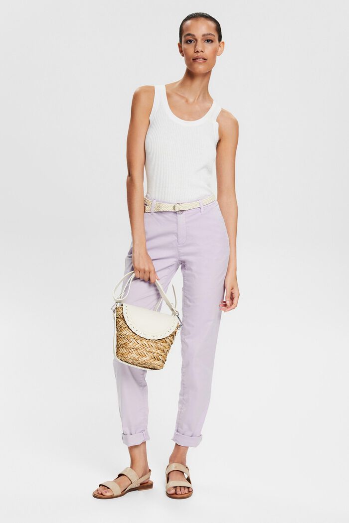 Chinos with a braided belt, LILAC, detail image number 1