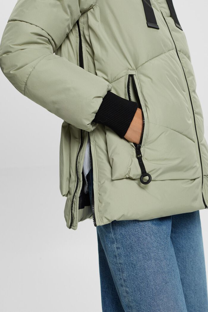 Hooded Quilted Puffer Jacket, DUSTY GREEN, detail image number 2