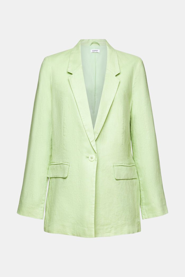 Linen Single-Breasted Blazer, LIGHT GREEN, detail image number 5