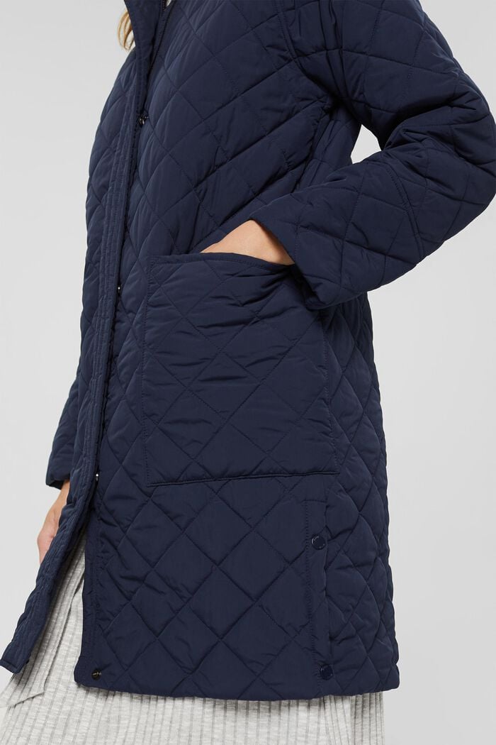 Recycled: diamond pattern quilted coat, NAVY, detail image number 2