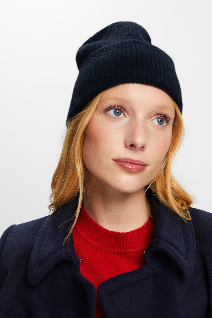 Ribbed-Knit Beanie, NAVY, detail image number 2