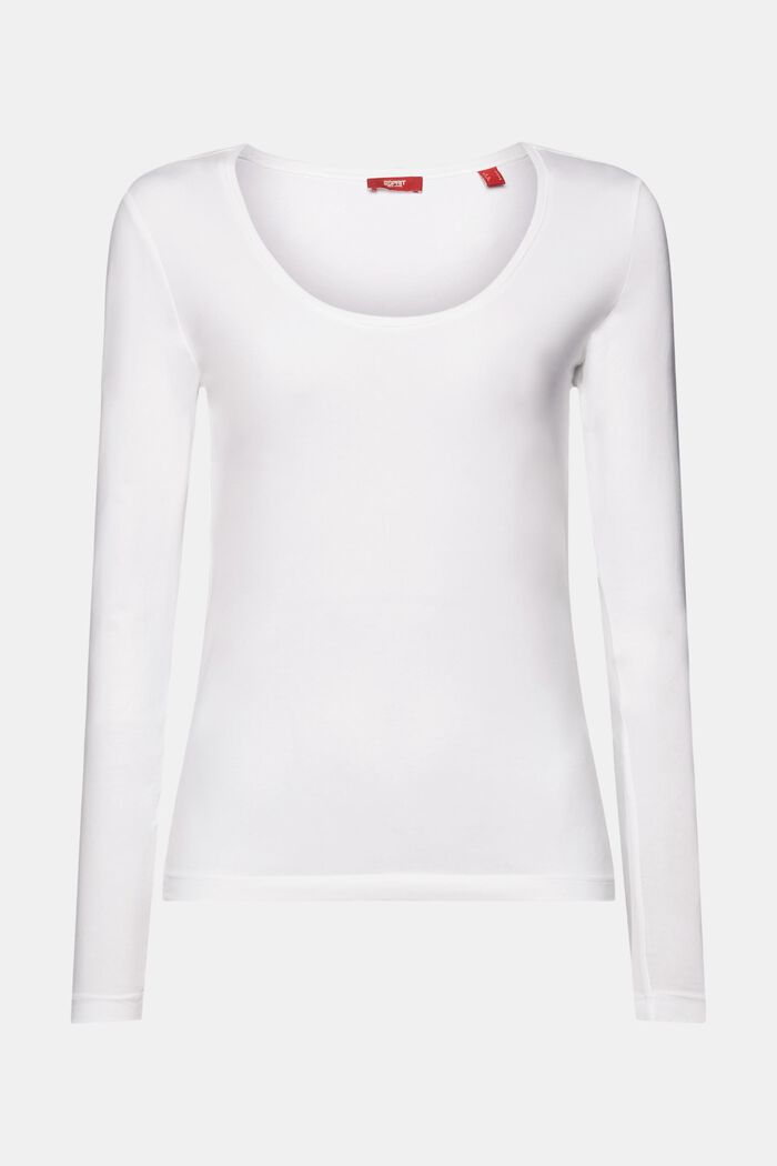 Scoop Neck Long-Sleeve T-Shirt, WHITE, detail image number 7
