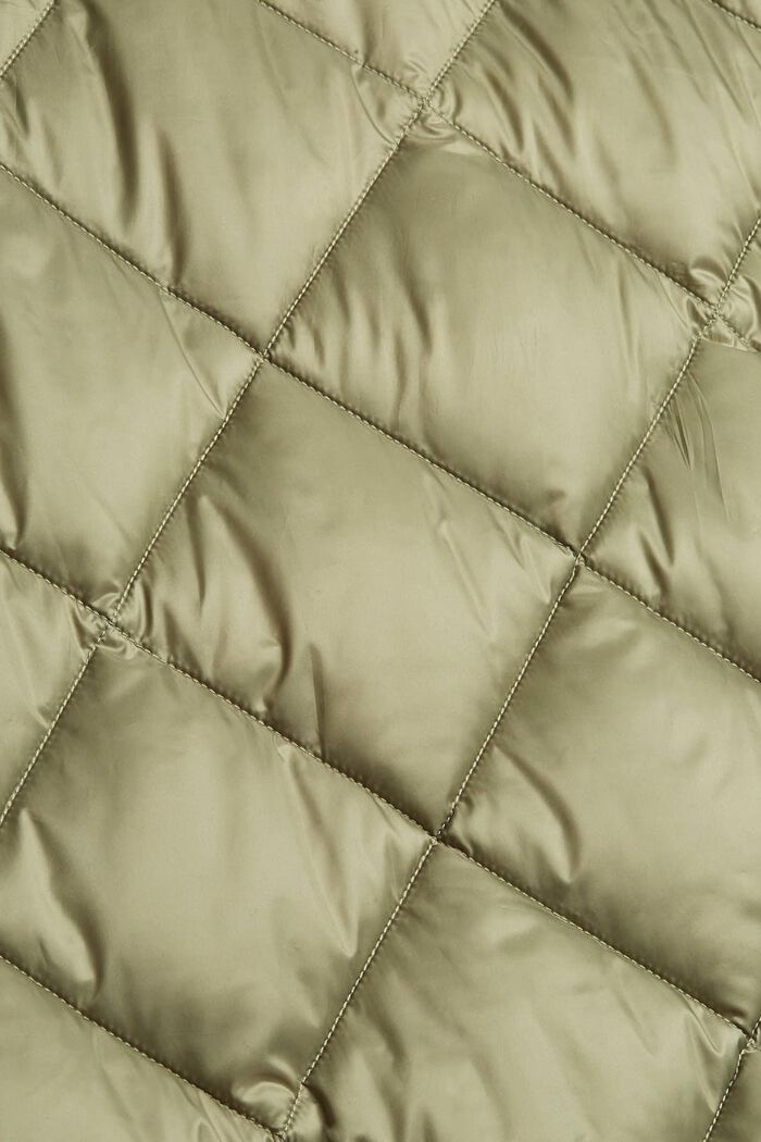 Recycled: quilted coat with a hood, LIGHT KHAKI, detail image number 4