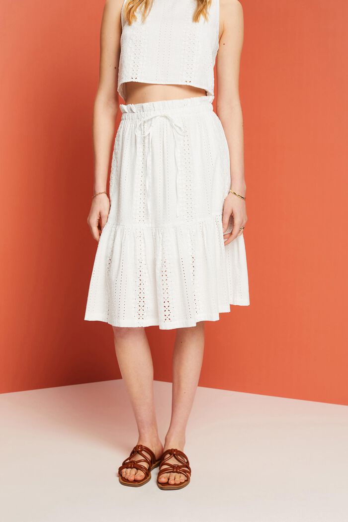 Embroidered skirt, LENZING™ ECOVERO™, WHITE, detail image number 0