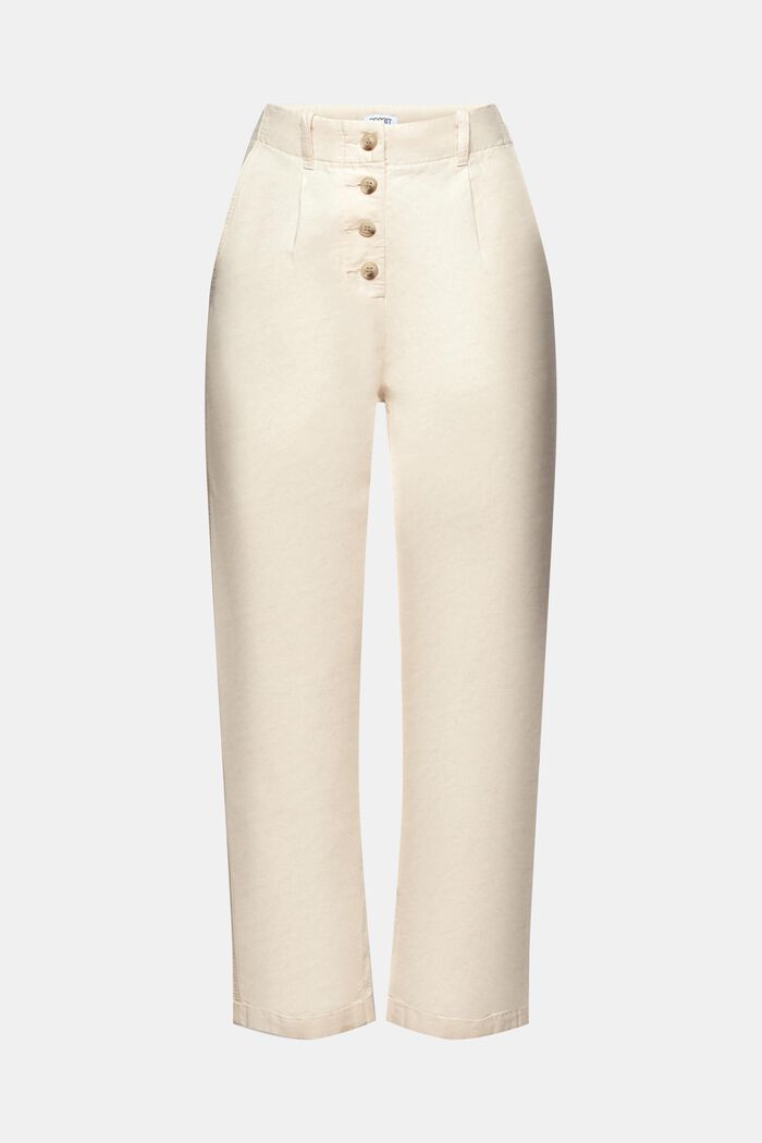 Cotton-Linen Button Fly Pants, CREAM BEIGE, detail image number 7