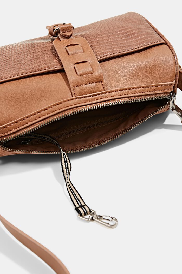 Faux leather shoulder bag with a tab, RUST BROWN, detail image number 4