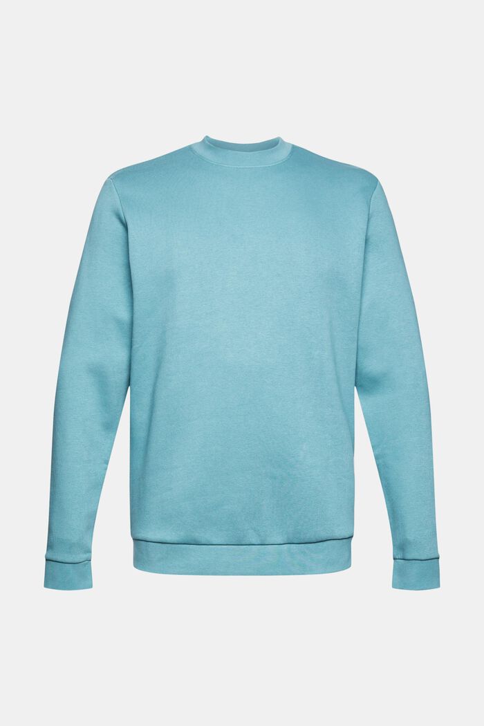 Print sweatshirt in a cotton blend, LIGHT TURQUOISE, overview