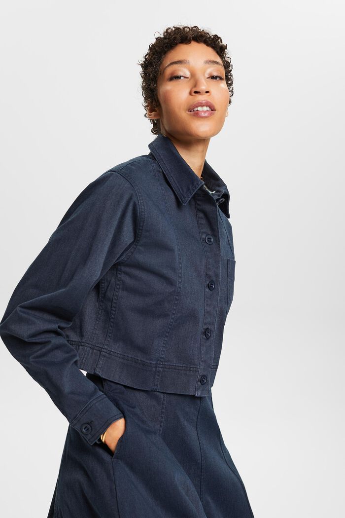 Cropped Cotton-Twill Jacket, NAVY, detail image number 0
