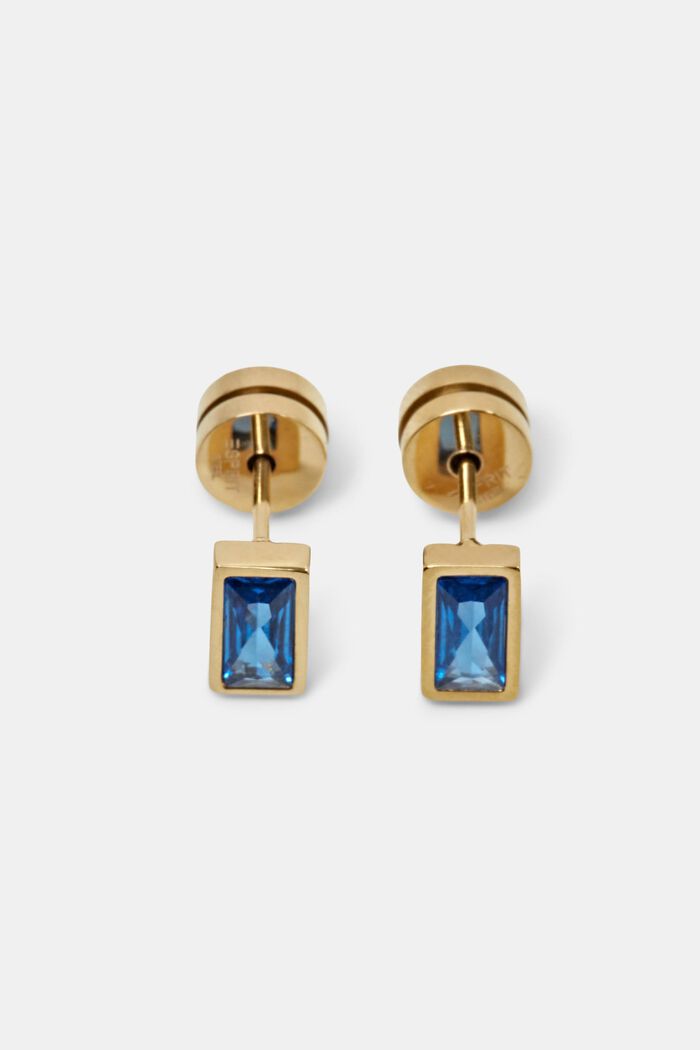 Colourful stud earrings, stainless steel, GOLD, detail image number 0