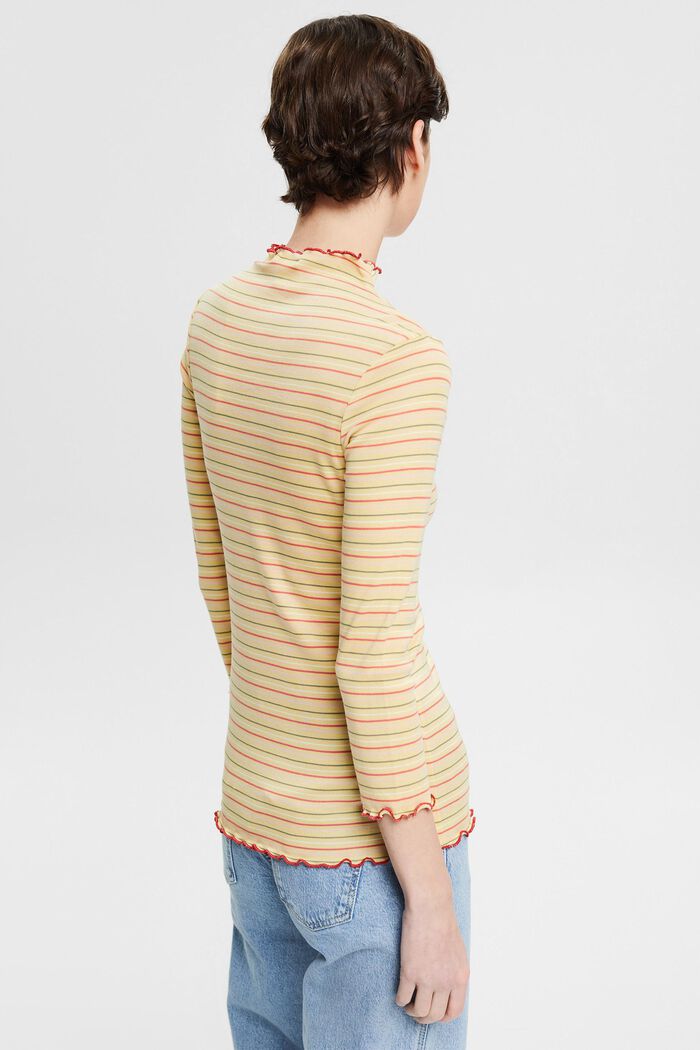 Made of TENCEL™: Long sleeve top with colourful stripes, DUSTY YELLOW, detail image number 3