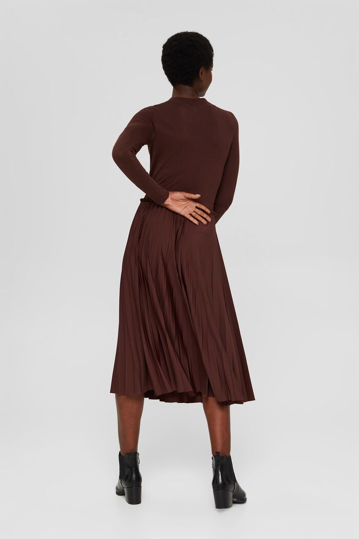 Pleated midi skirt, RUST BROWN, detail image number 3