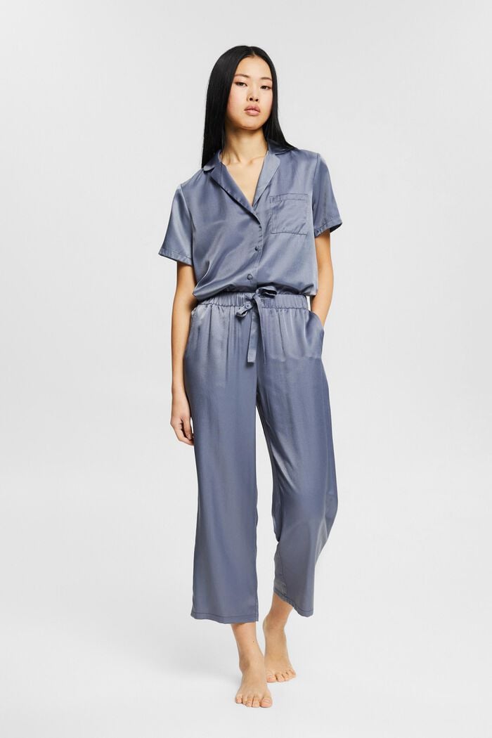 Pyjama trousers containing LENZING™ ECOVERO™, GREY BLUE, detail image number 1