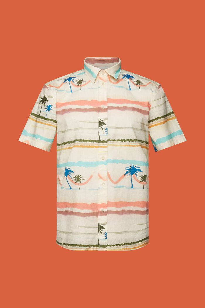 Patterned short sleeve shirt, 100% cotton, WHITE, detail image number 5