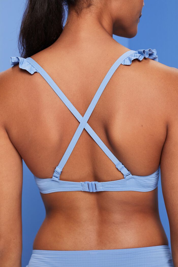 Recycled: underwired bikini top with ruffles, LIGHT BLUE LAVENDER, detail image number 3