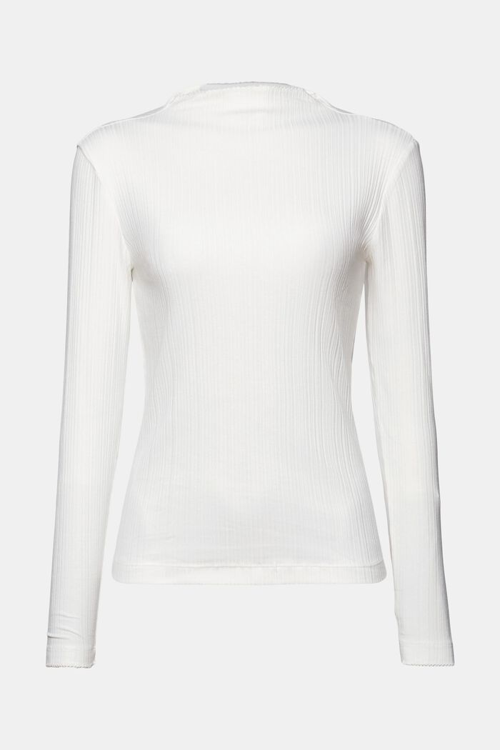 Ribbed long sleeve top, OFF WHITE, detail image number 6