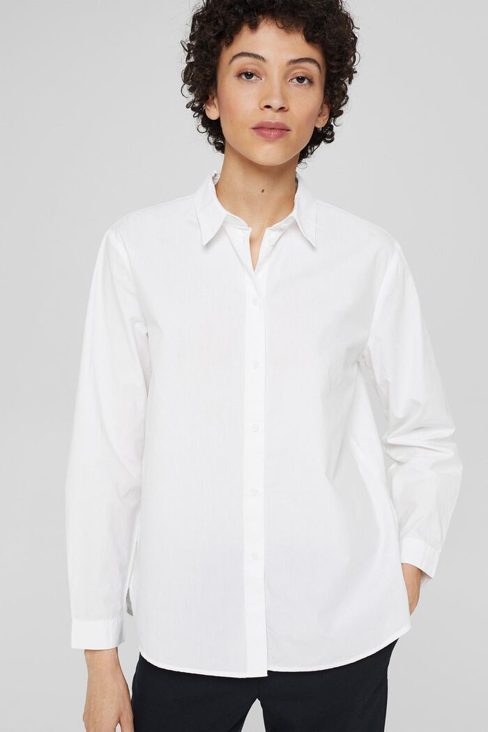 Oversized cotton blouse, WHITE, detail image number 0