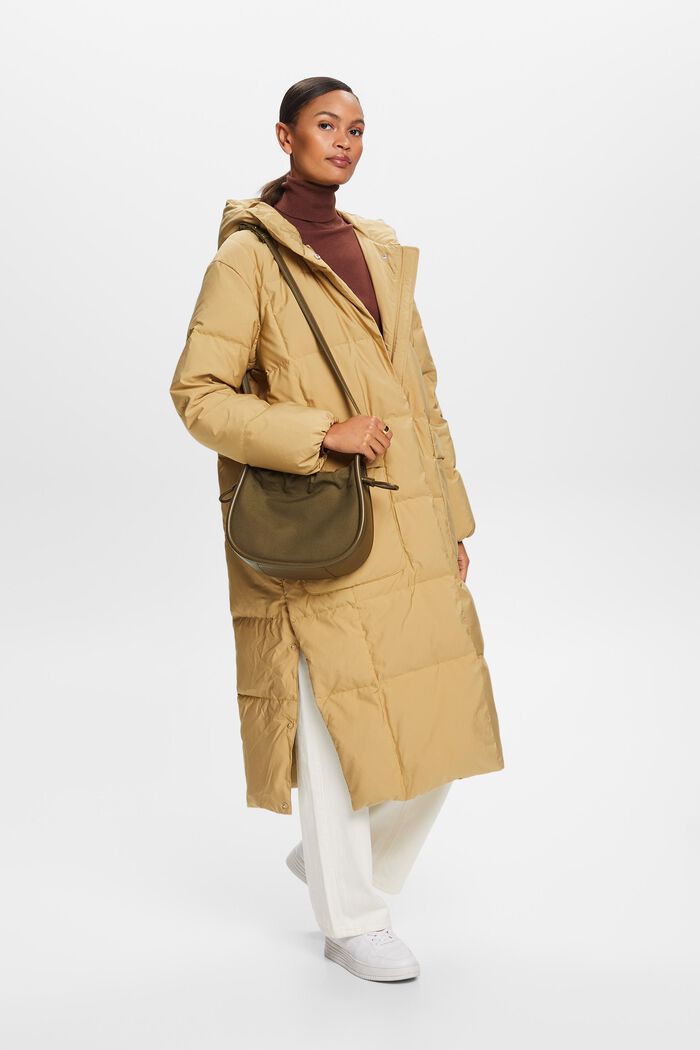 Hooded Puffer Coat, KHAKI BEIGE, detail image number 1
