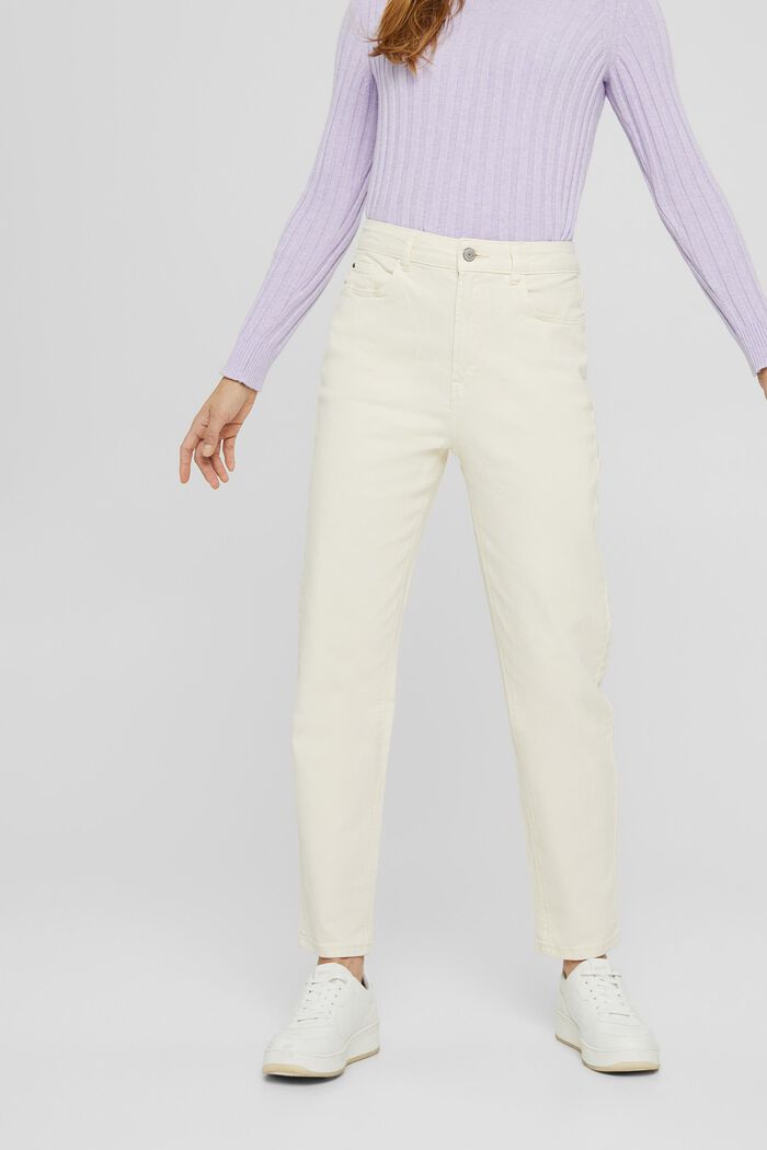 Mom fit trousers in organic cotton, OFF WHITE, detail image number 0