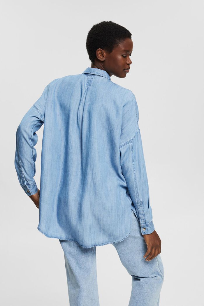 Made of TENCEL™: oversized denim-look shirt, BLUE MEDIUM WASHED, detail image number 4