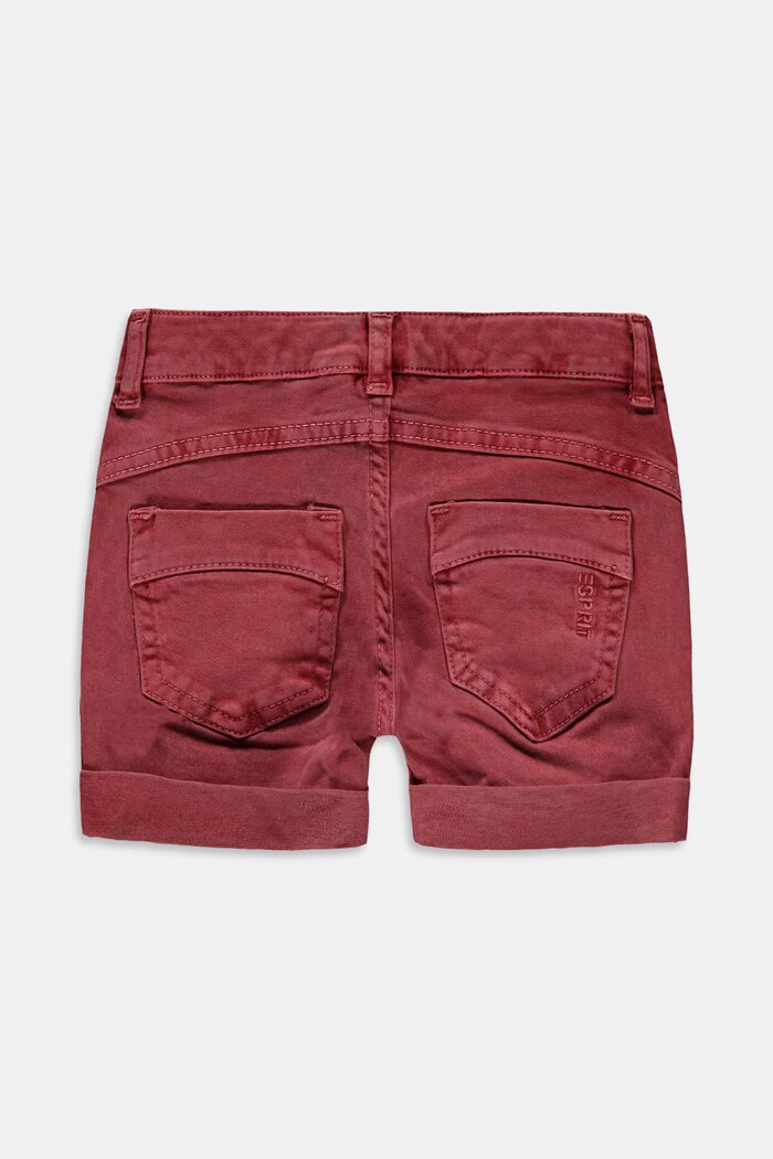 Twill shorts with an adjustable waistband, blended organic cotton, GARNET RED, detail image number 1
