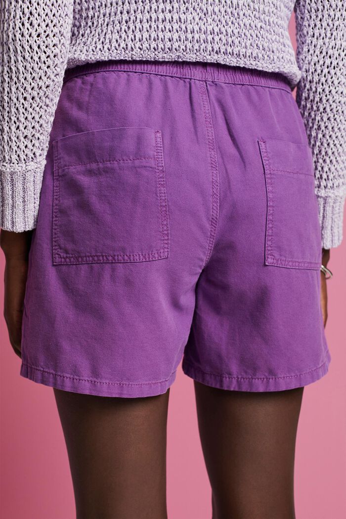Smocked-Waist Twill Shorts, PURPLE, detail image number 4