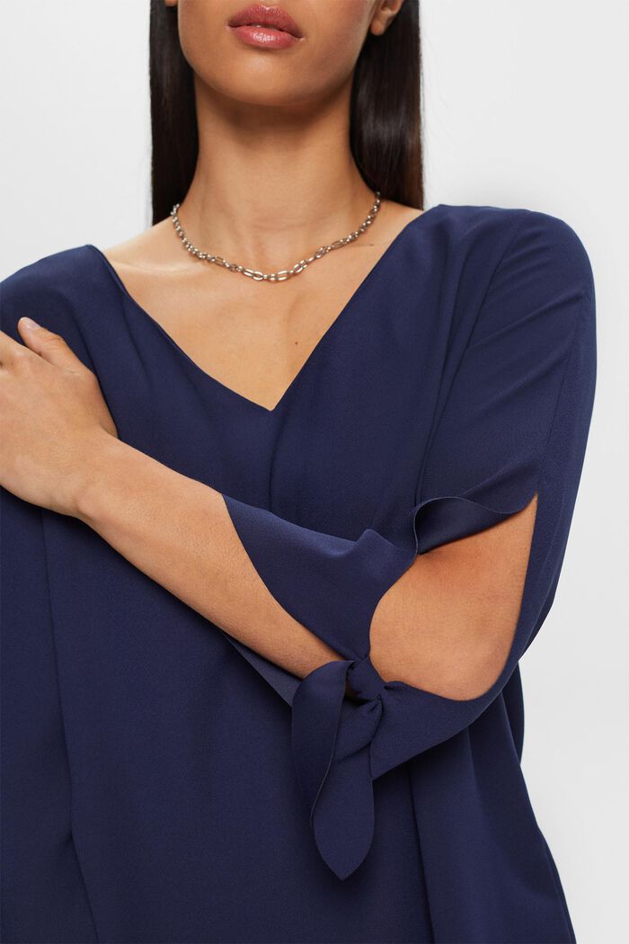 Stretch blouse with open edges, DARK BLUE, detail image number 2