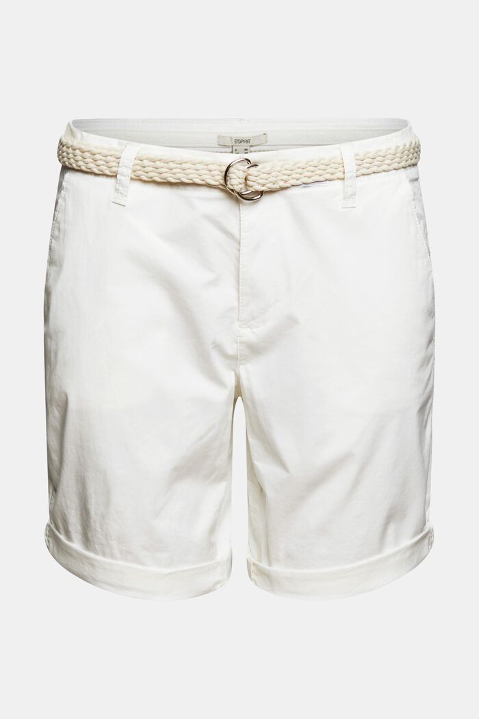 Shorts with a woven belt, WHITE, detail image number 7