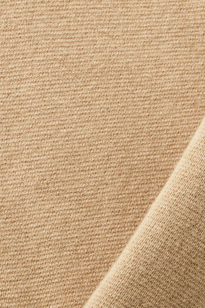 V-Neck Wool-Blend Cardigan, SAND, detail image number 4