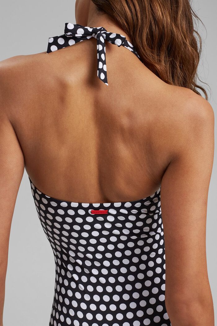 Padded swimsuit with a polka dot print, BLACK, detail image number 3