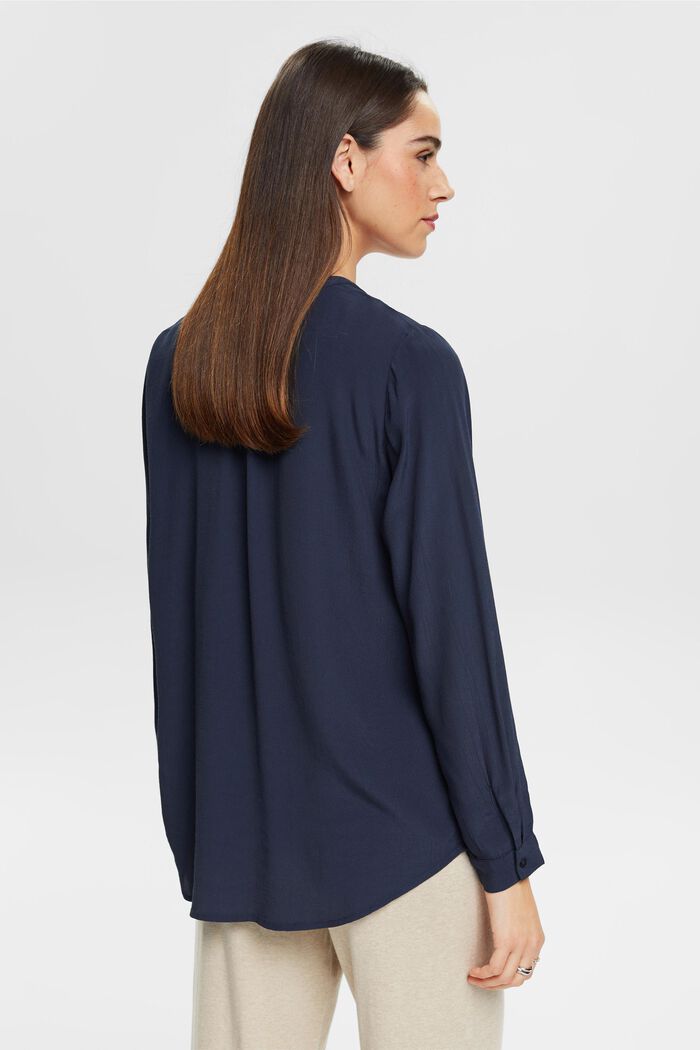 V-neck blouse of LENZING™ and ECOVERO™ viscose, NAVY, detail image number 3