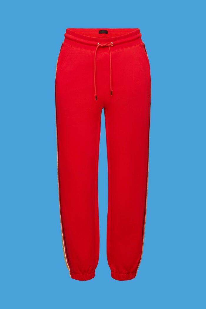Striped Cotton Track Pants, RED, detail image number 6