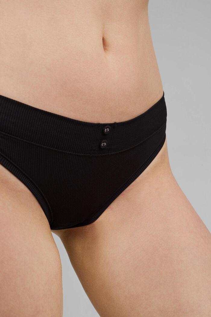 Recycled: hipster briefs in fine rib fabric, BLACK, detail image number 1