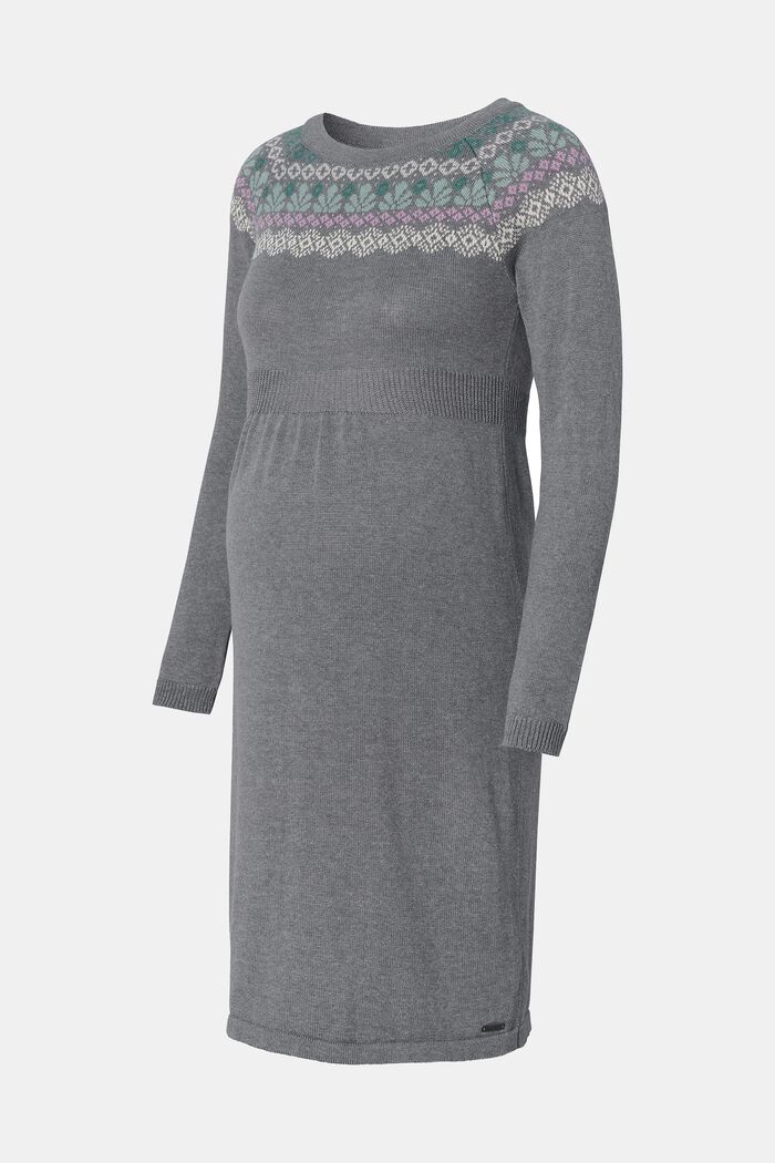 Knitted dress in blended organic cotton, MEDIUM GREY, overview