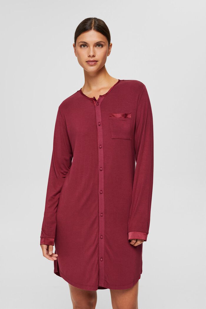 Jersey nightshirt made of LENZING™ ECOVERO™, DARK RED, detail image number 1